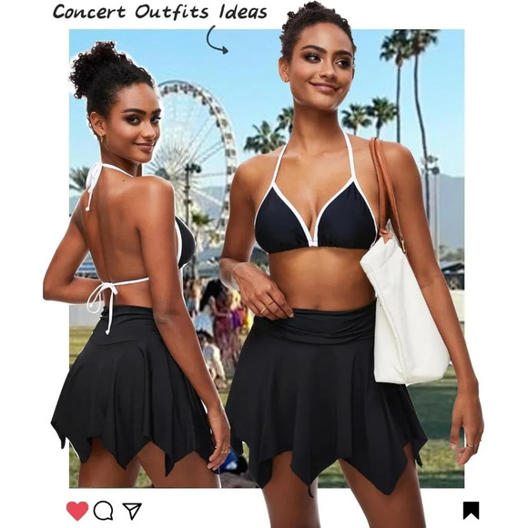 Women BlackTriangle Bikini Tops Bathing Suit Swim Push up Femme Halter Black - Picture 6 of 7